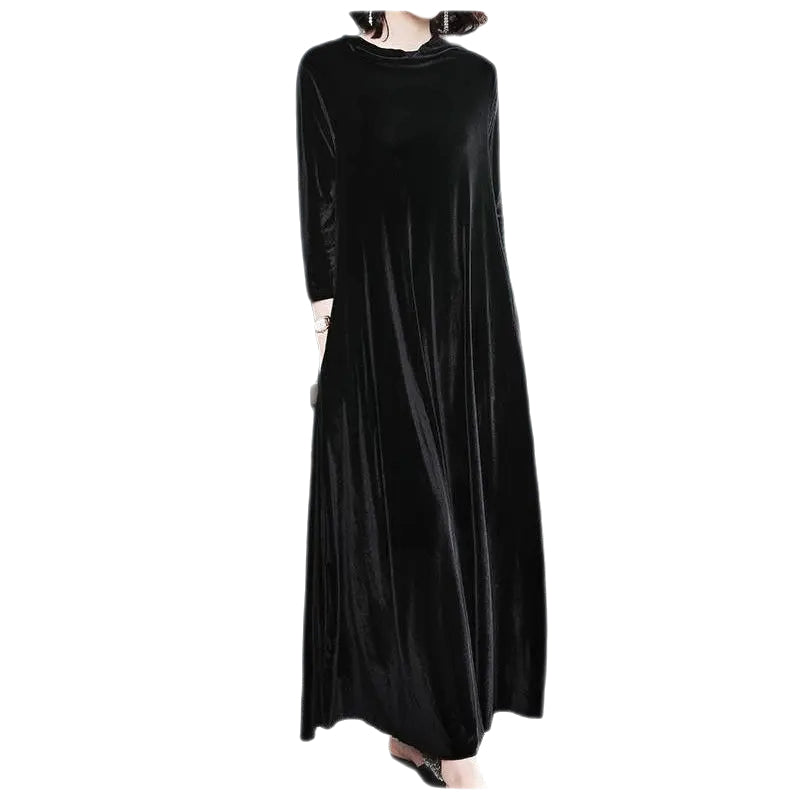 Winter Vintage Loose Velvet Long Dress