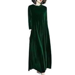 Winter Vintage Loose Velvet Long Dress