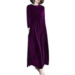 Winter Vintage Loose Velvet Long Dress