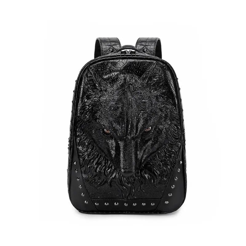 Wolf Head 3D Embossed PU Leather Backpack