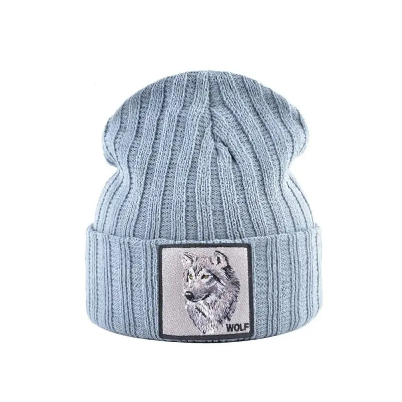 Wolf Patch Knitted Winter Soft Beanie