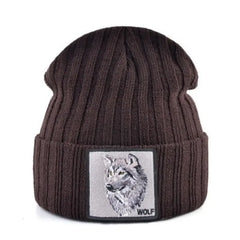 Wolf Patch Knitted Winter Soft Beanie