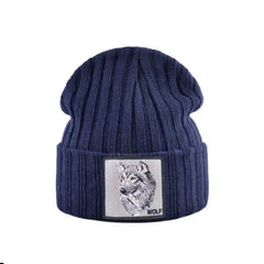 Wolf Patch Knitted Winter Soft Beanie