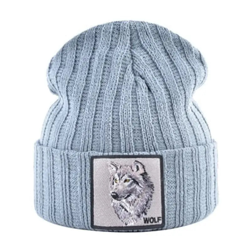 Wolf Patch Knitted Winter Soft Beanie