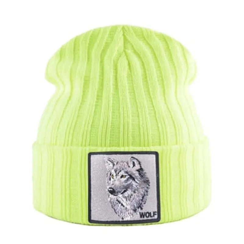 Wolf Patch Knitted Winter Soft Beanie