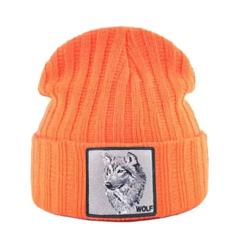 Wolf Soft Knitted Beanie - Orange