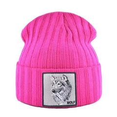 Wolf Soft Knitted Beanie - Pink