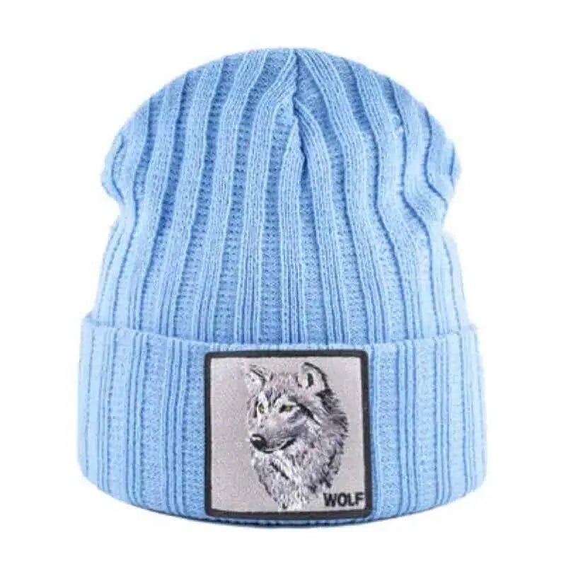 Wolf Soft Knitted Beanie - Sky Blue