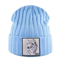 Wolf Soft Knitted Beanie - Sky Blue