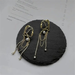 Woman Pearl Crystal Earrings