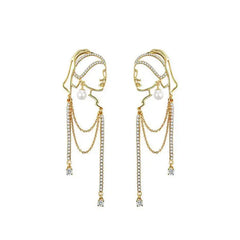 Woman Pearl Crystal Earrings