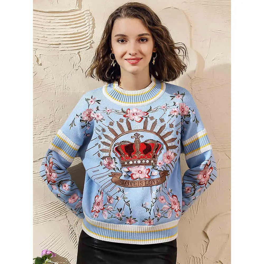 Womens Love Knitted Sweater Warm Stretchable Knit