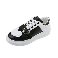 Women’s PU Leather Heart Cute Trend Sneakers Euro Size