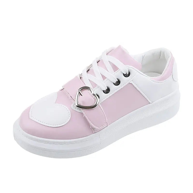 Women’s PU Leather Heart Cute Trend Sneakers Euro Size Pink