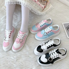 Women’s PU Leather Heart Cute Trend Sneakers Euro Size