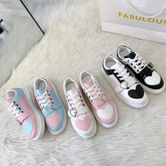Women’s PU Leather Heart Cute Trend Sneakers Euro Size