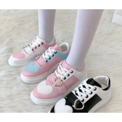 Women’s PU Leather Heart Cute Trend Sneakers Euro Size