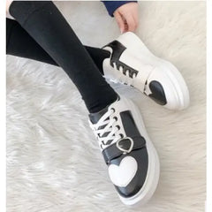 Women’s PU Leather Heart Cute Trend Sneakers Euro Size