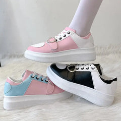 Women’s PU Leather Heart Cute Trend Sneakers Euro Size
