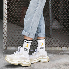 Women’s Socks Bright Moon Print Soft Fabric