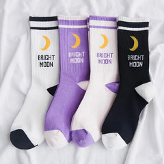 Women’s Socks Bright Moon Print Soft Fabric