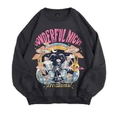 Wonderful Night Print Long Sleeve Sweatshirt