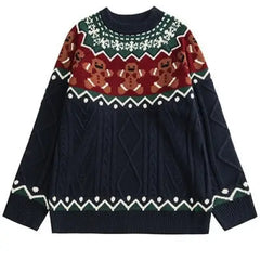 Wool Christmas Cookie Loose Knit Sweater Green / M