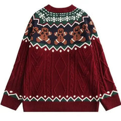 Wool Christmas Cookie Loose Knit Sweater Red / M