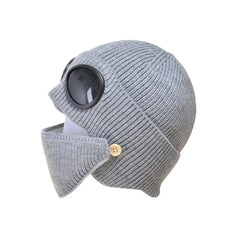 Wool Knitted Beanie with Goggles and Mask