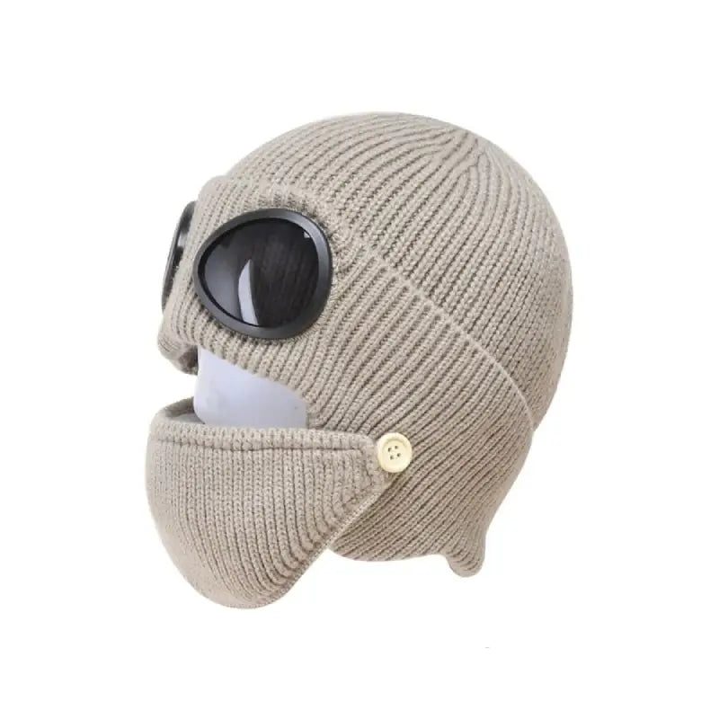 Wool Knitted Beanie with Goggles and Mask