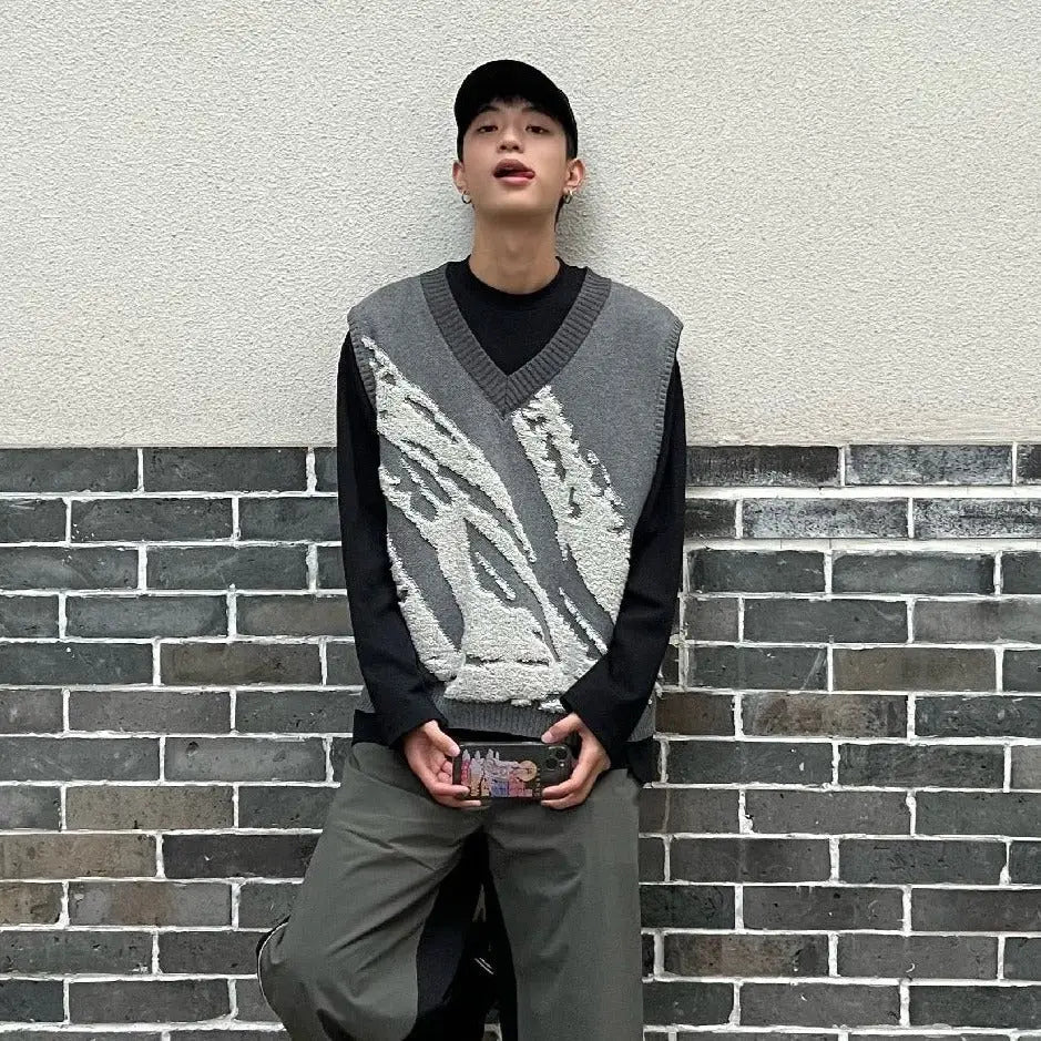 Wool V Collar Beast Concept Vest Sleeveless Outerwear