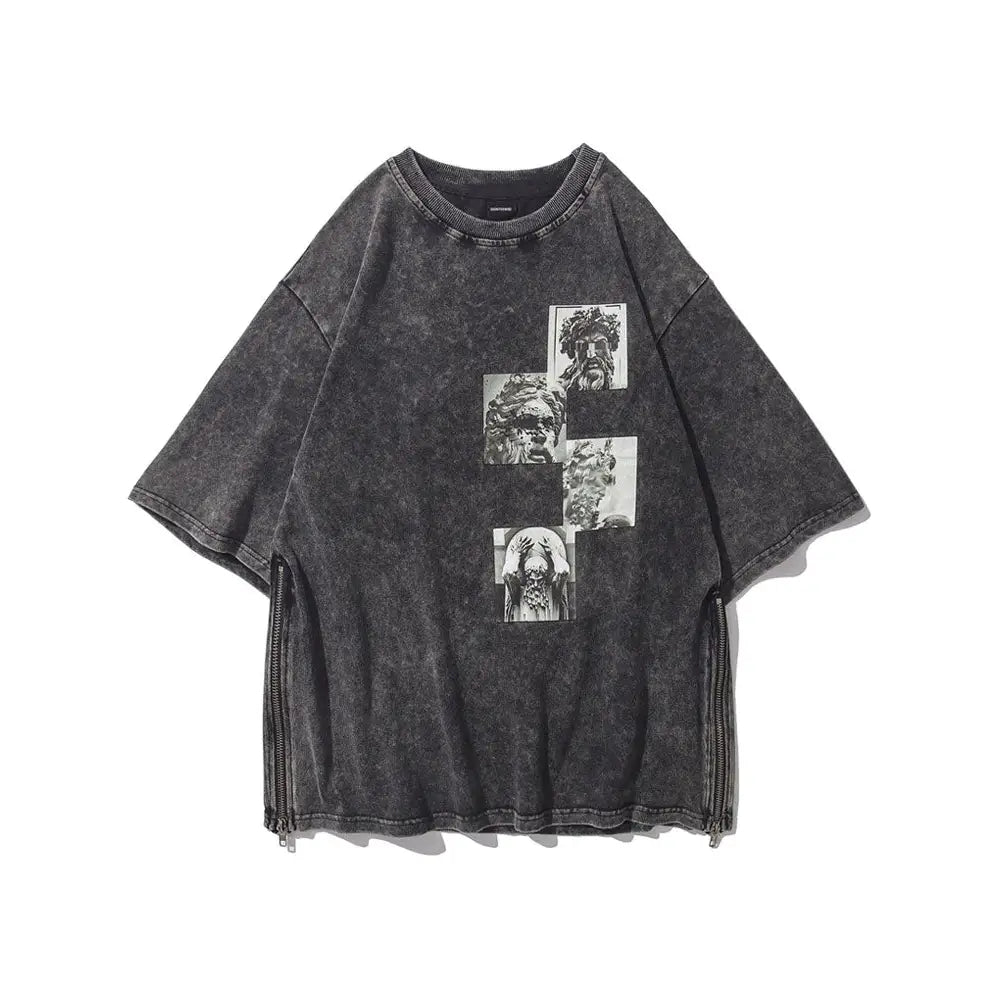 Worn Print Statues T-Shirt - Black / M