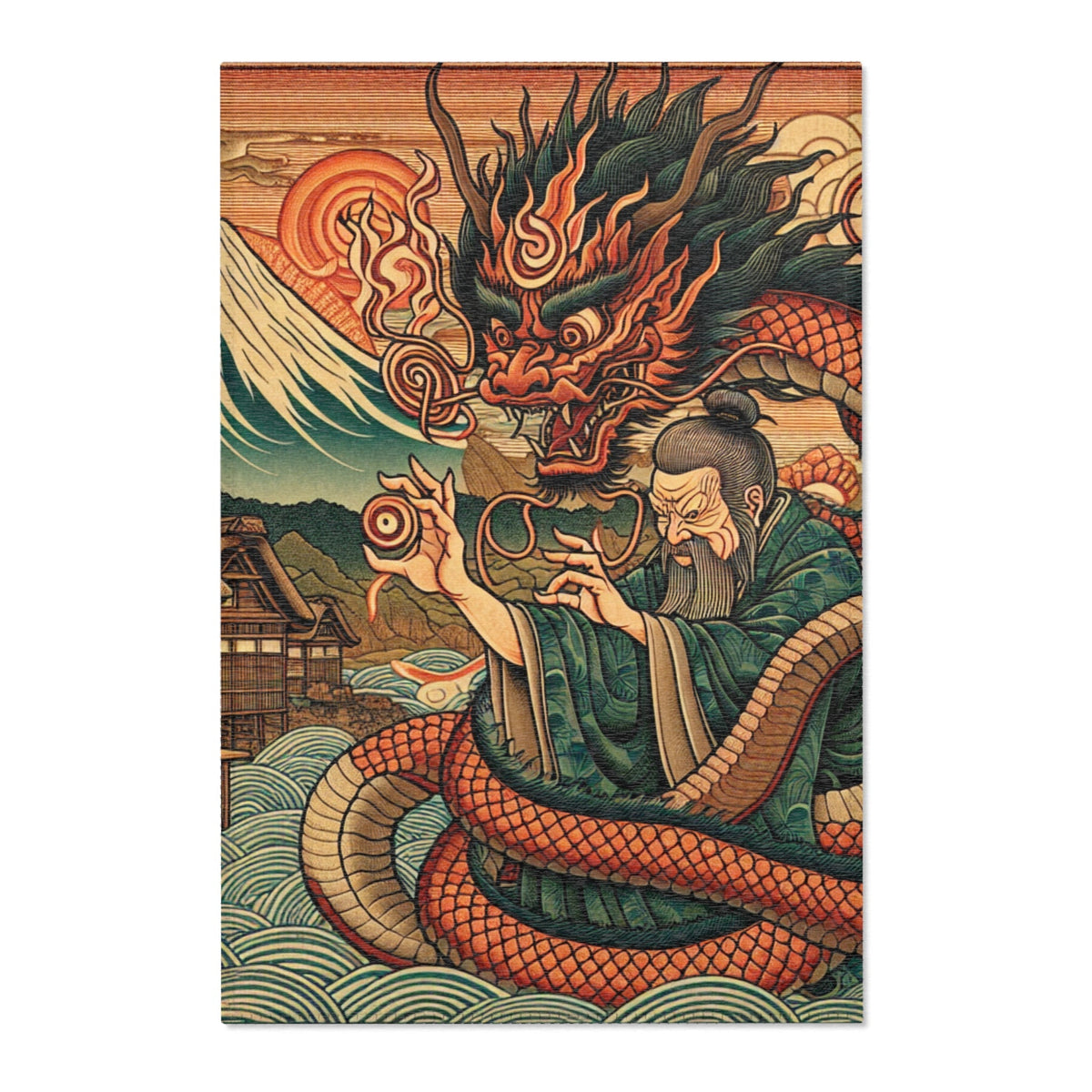 Woven Yokai Dragon Rug Evoke Japans Edo Style 24’’ × 36’’