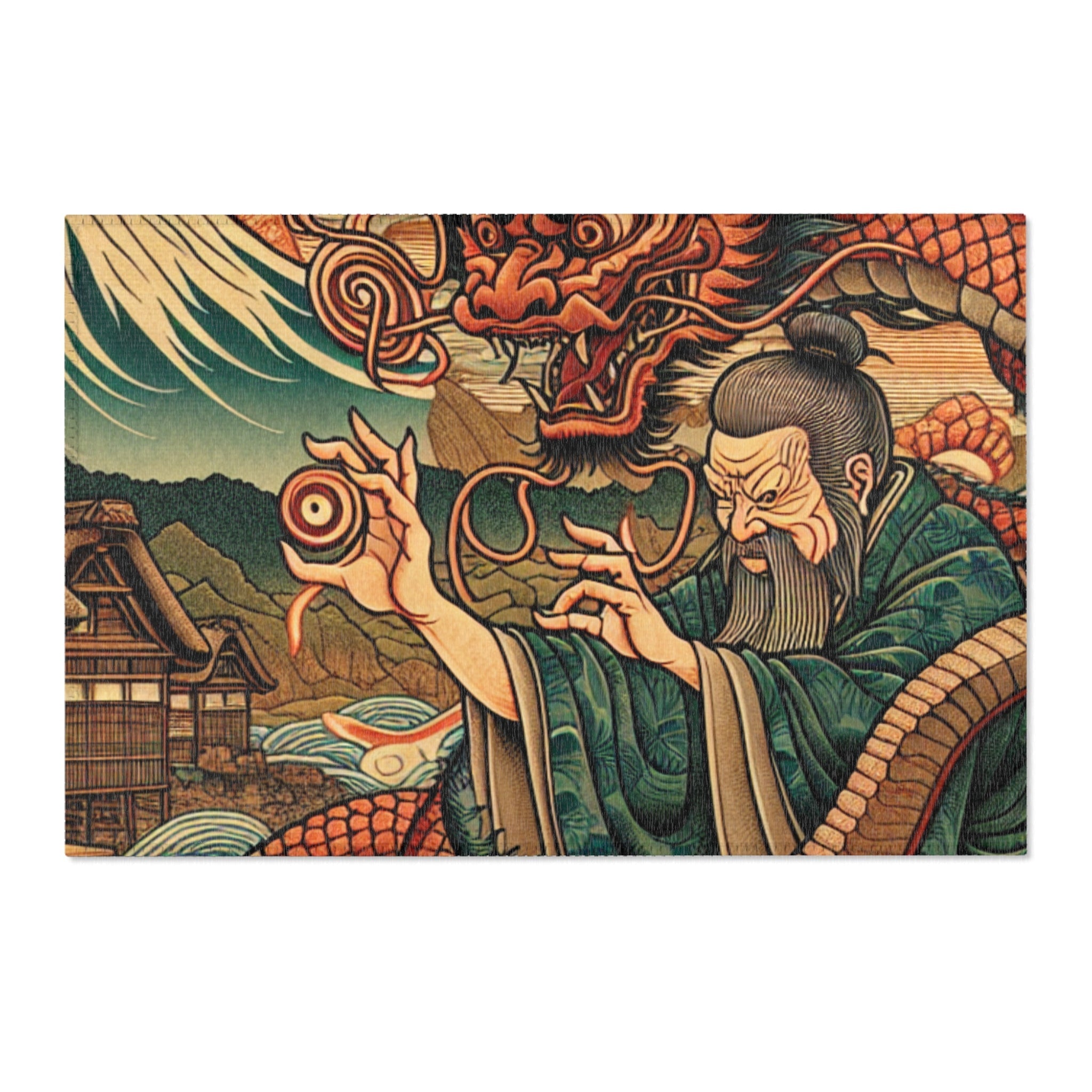 Woven Yokai Dragon Rug Evoke Japans Edo Style 36’’ × 24’’
