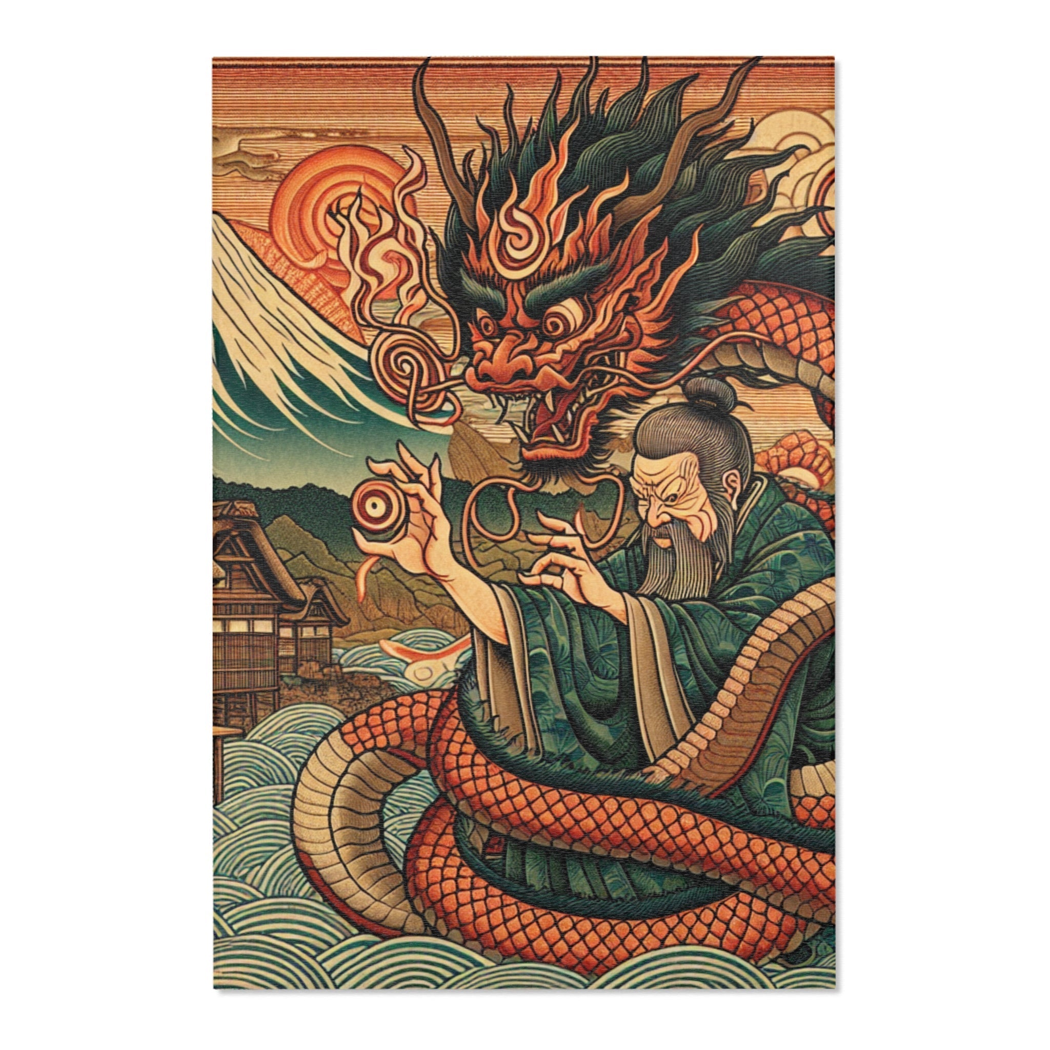 Woven Yokai Dragon Rug Evoke Japans Edo Style 48’’ × 72’’