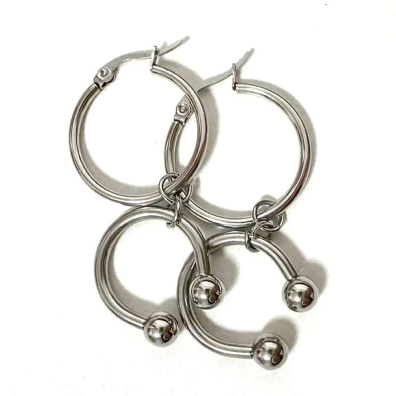 Y2K Aesthetic Double U Shaped Horseshoe Hoop Earrings Silver