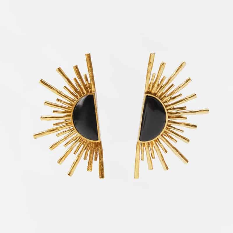 Y2K Aesthetic Half Sun Statement Stud Earrings Gold