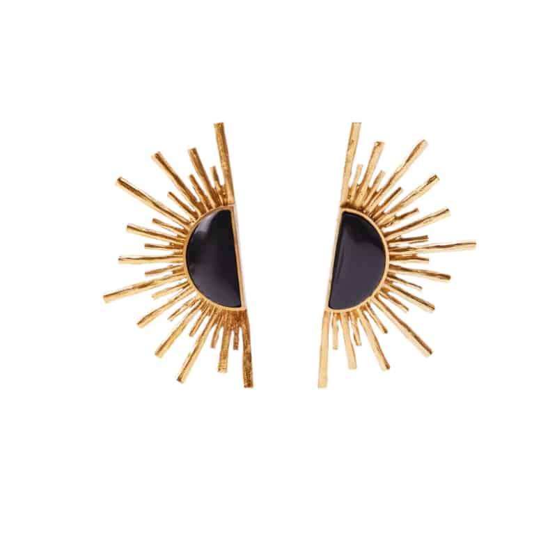Y2K Aesthetic Half Sun Statement Stud Earrings Gold