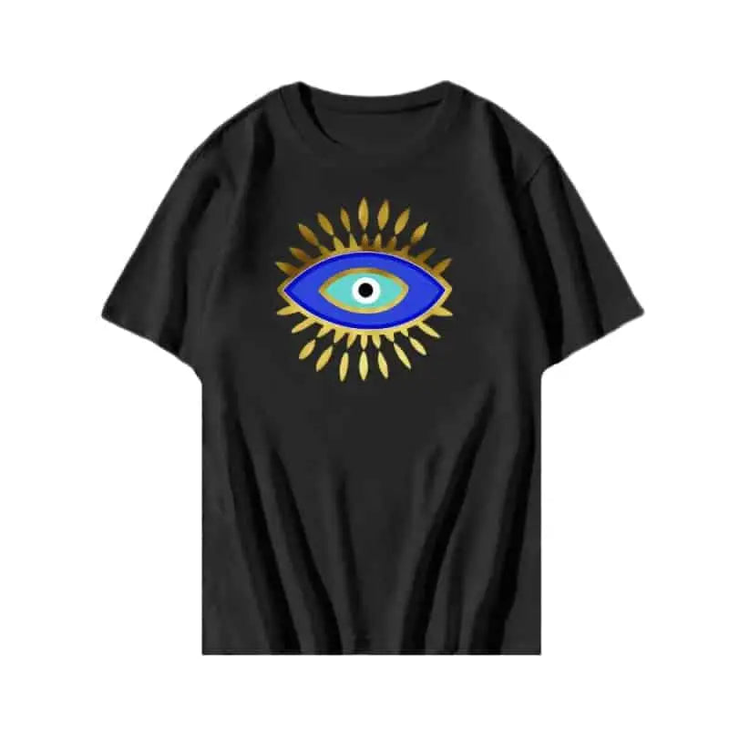 Y2K Aesthetic Round Neck Eye T Shirt - Black / XS - Tshirts
