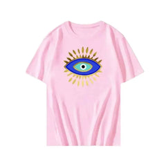 Y2K Aesthetic Round Neck Eye T Shirt - Pink / XS - Tshirts