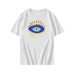 Y2K Aesthetic Round Neck Eye T Shirt - White / XS - Tshirts
