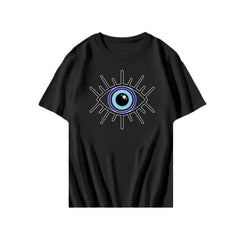 Y2k Aesthetic Short Sleeve O Neck Eye Printed T Shirt