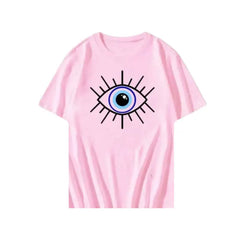 Y2k Aesthetic Short Sleeve O Neck Eye Printed T Shirt