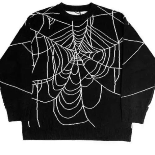 Y2K Gothic Sweater with Cartoon Print O-Neck Cotton Blend