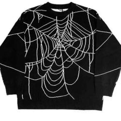 Y2K Gothic Sweater with Cartoon Print O-Neck Cotton Blend