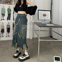 Y2K High Waist Irregular Asymmetric Long Skirt