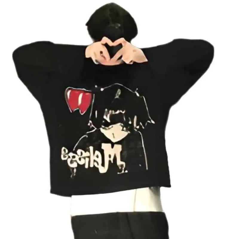 Y2k Loose Fit Gothic Anime Knit Sweater