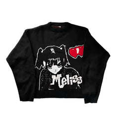 Y2k Loose Fit Gothic Anime Knit Sweater