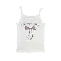 Y2k Protect Your Heart Bow Strap Top