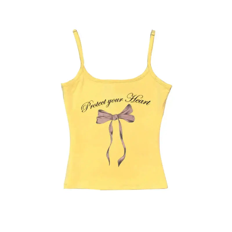 Y2k Protect Your Heart Bow Strap Top